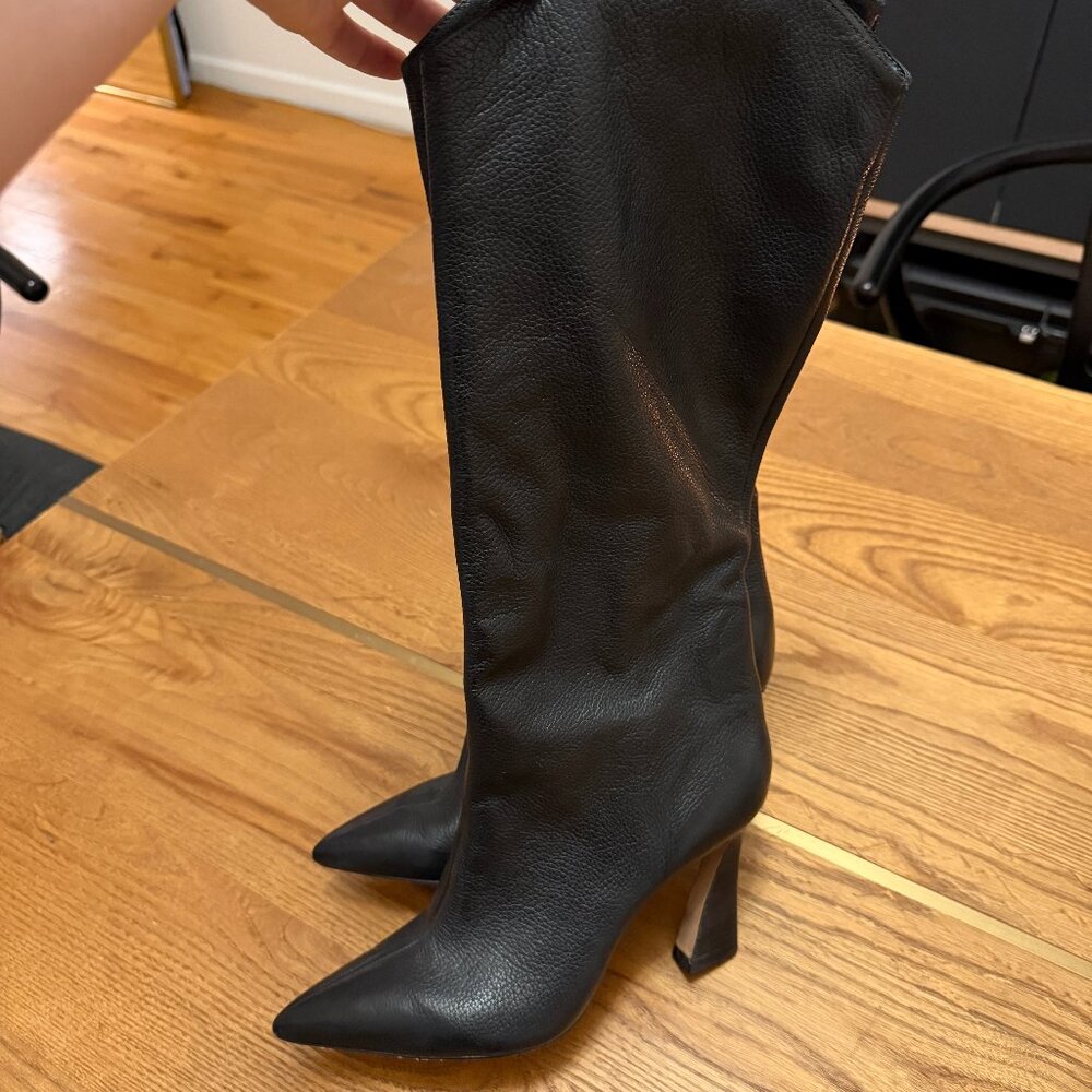 Schutz Maryana Flare Boot - 8 / Black / Leather